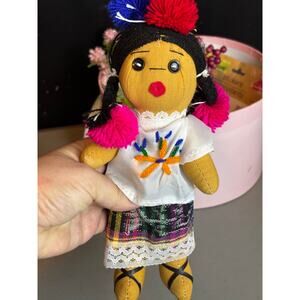 Vintage Guatemalan Worry Doll Homemade Muneca Hispanic Folk Art 10" Cultural